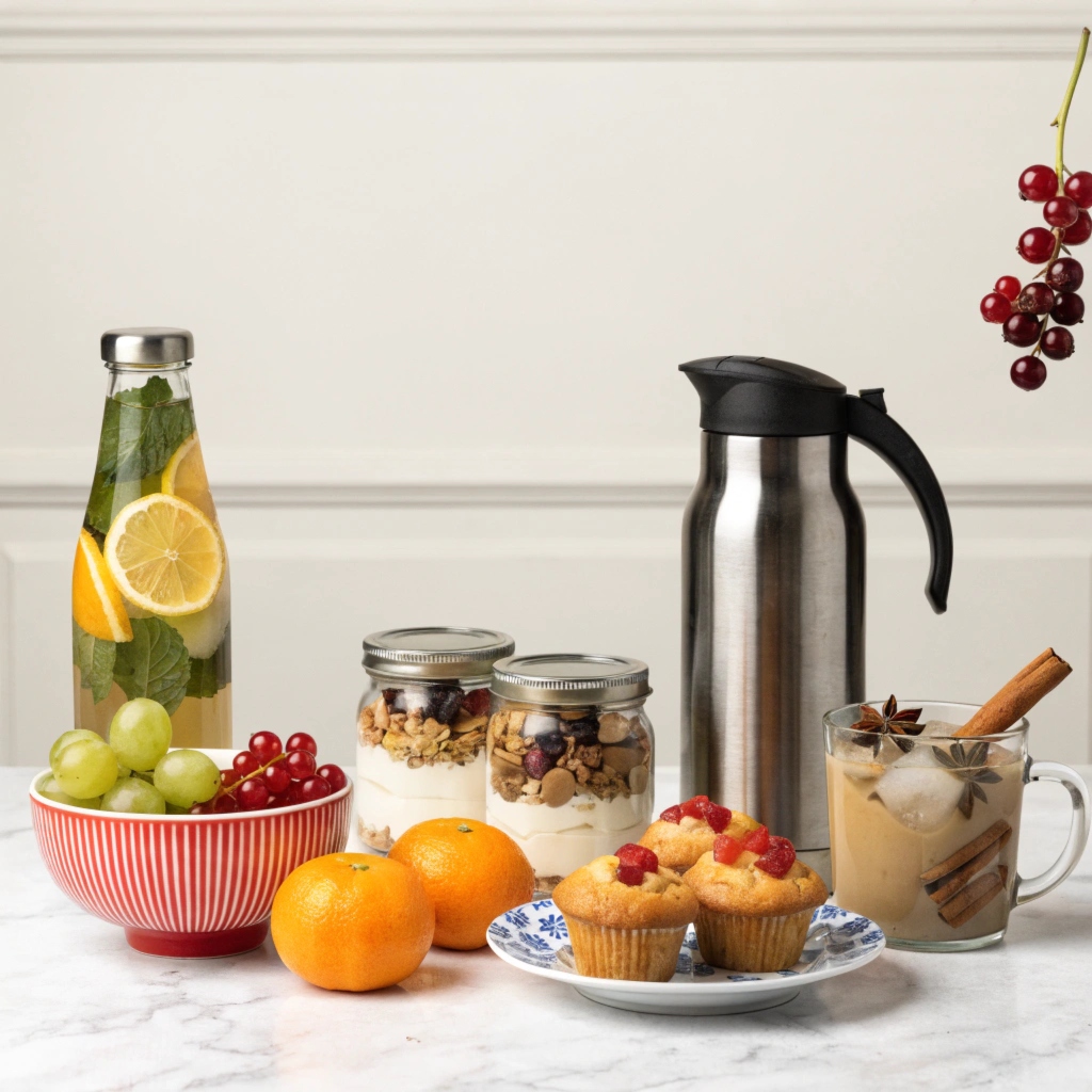 Relavion capsules and a glass of water on a clean morning table